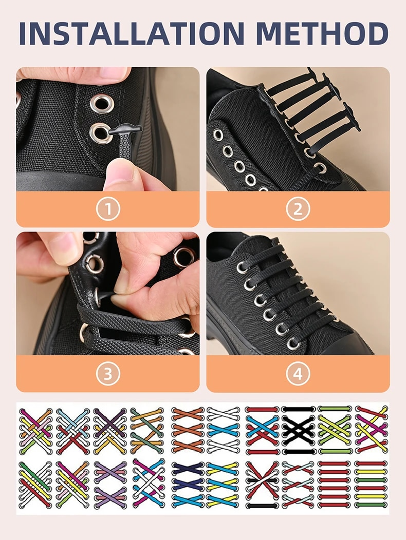 16 pz/lotto Nessun Laccio Lacci Delle Scarpe 12 colori Lacci Elastici Lacci In Silicone Pigri Creativi Merletto di Gomma_voghion.com