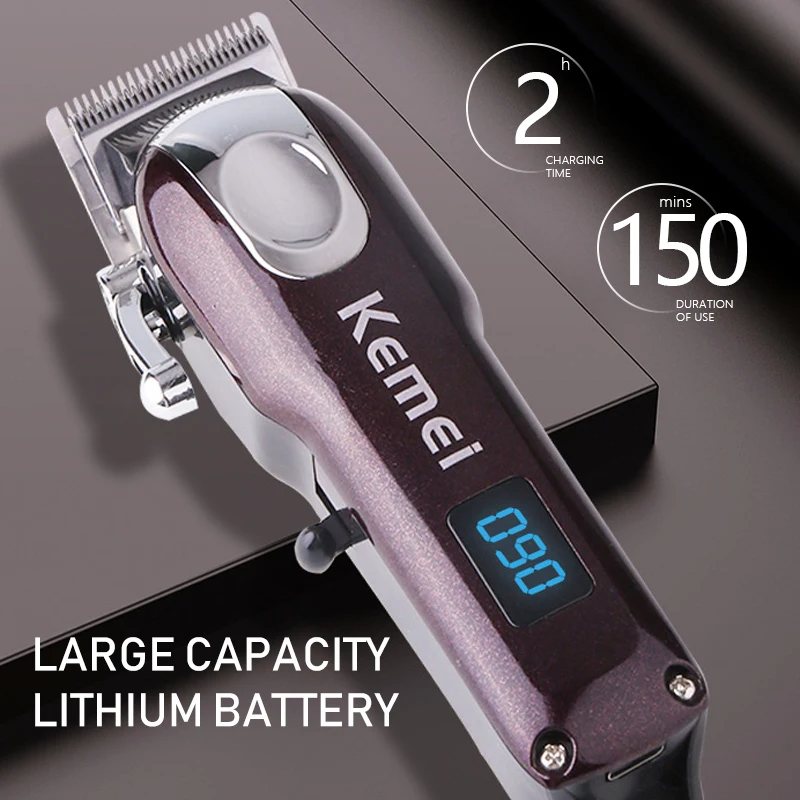 KM-233 Cordless Trimmer Rechargeable Adjustable Cutter Head Hair Razor Electric Clipper For Men_voghion.com
