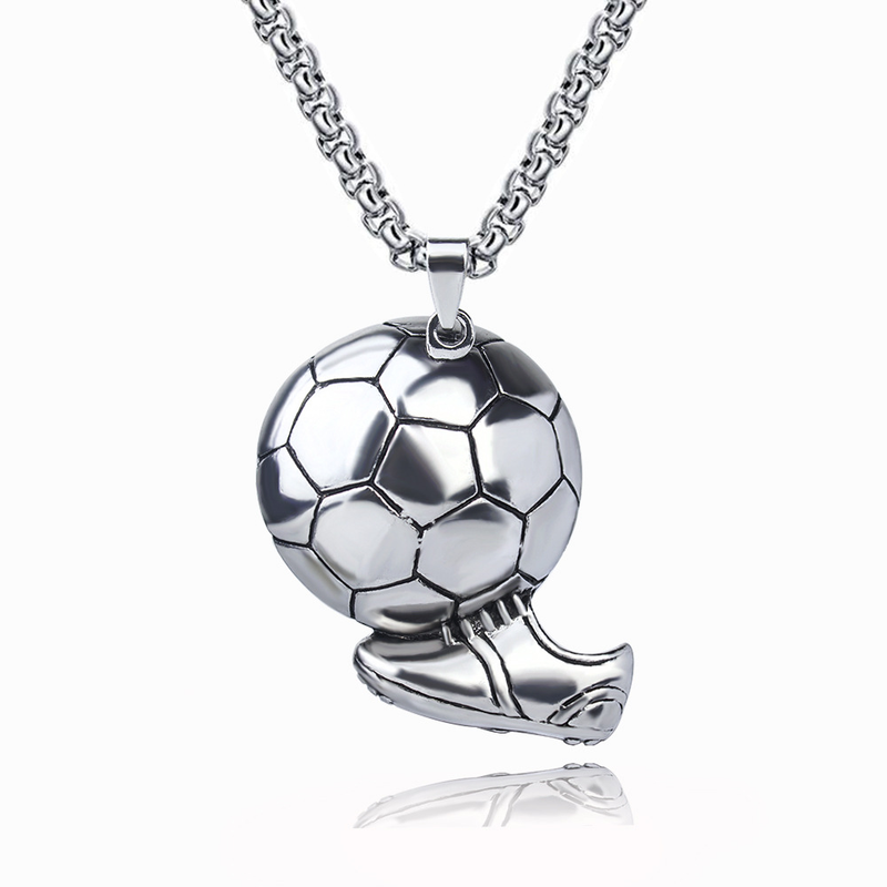 Fashion Soccer Shoe Sneaker Pendant Necklace Football Stainless Steel Chain Necklaces For Men Hip Hop Sports Charm Jewelry_voghion.com