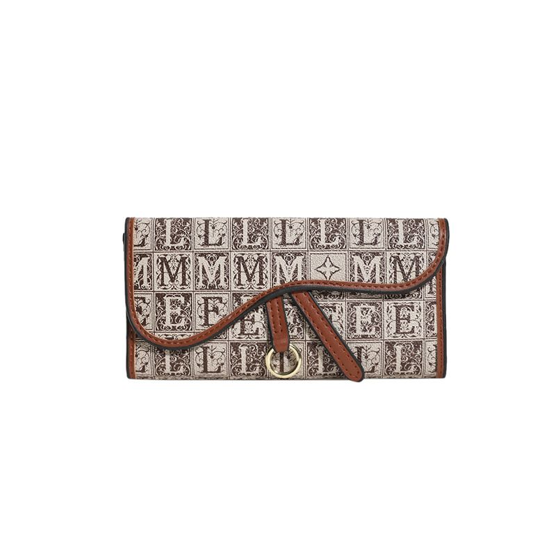 European and American retro wallet ladies long large capacity D buckle multi card slot multi function tri fold clutch short card holder_voghion.com