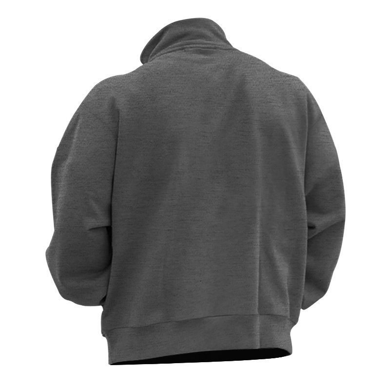 Felpa da uomo con collo alto e cerniera a un quarto - Pullover foderato in pile dalla vestibilità comoda per un look casual e sportivo (bianco, nero, cammello, rosso, vino, albicocca)_voghion.com