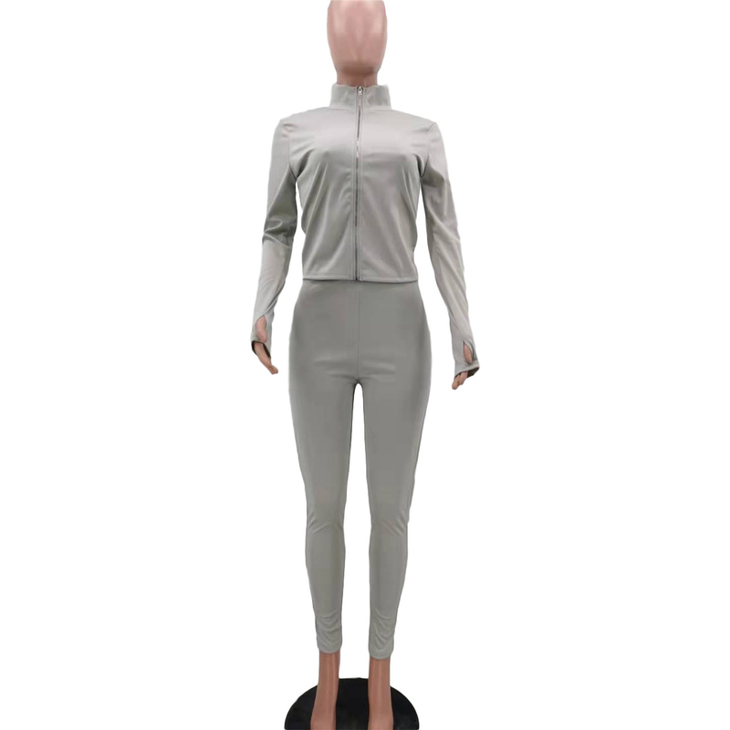 Lässiger Fingerling-Sportanzug für Damen (zweiteiliges Set)_voghion.com