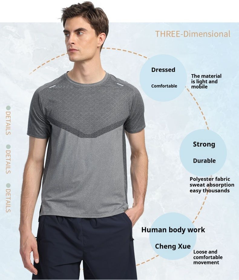 T-shirt à manches courtes pour homme, col rond, absorbant la transpiration, pour le sport, la randonnée, le fitness, le basket-ball, été_voghion.com