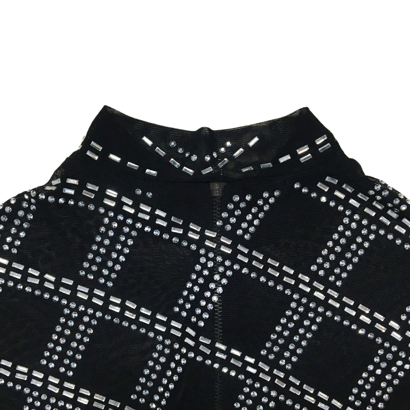Set di due pezzi di pantaloni a maniche lunghe a maniche lunghe con diamanti caldi in maglia tinta unita da donna_voghion.com