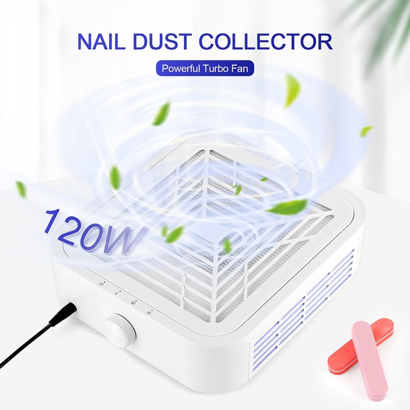 Super Suction 120W Nail Dust Collector Turbine Brushless Nail Dust Extractor Low-noise Manicure Fan Vacuum Cleaner With Filters_voghion.com