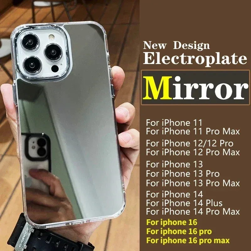 Plating Sier Kosmetikspiegel Weiche Silikonhülle für iPhone 16 15 Pro Max 13 12 11 XR 7 8 14 Plus XS Stoßfeste Abdeckung_voghion.com