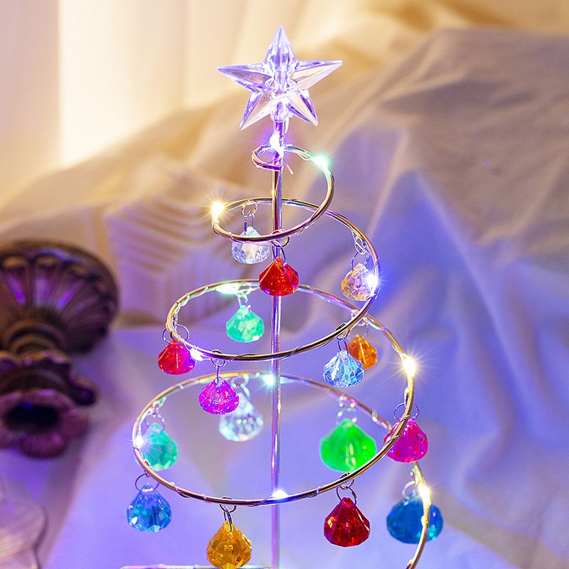 Karácsonyi díszek ajándékbevonat kovácsoltvas fa LED világító kristály karácsonyfa kristály asztali díszek éjszakai fény_voghion.com