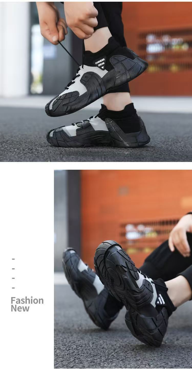 Men's New Thick-Soled Lightweight Sock Mouth Casual Shoes Youth Fashion Color-Block Sneakers_voghion.com