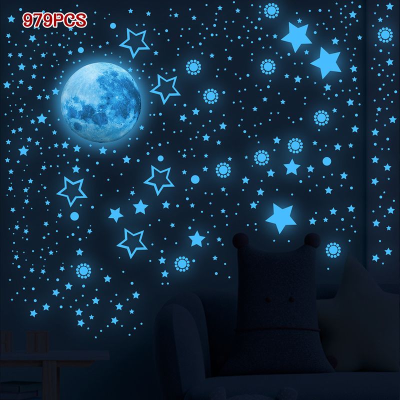 979pcs Night Light Star Moon Dot Combination Carving AFG3454 Customized Luminous Wall Stickers_voghion.com