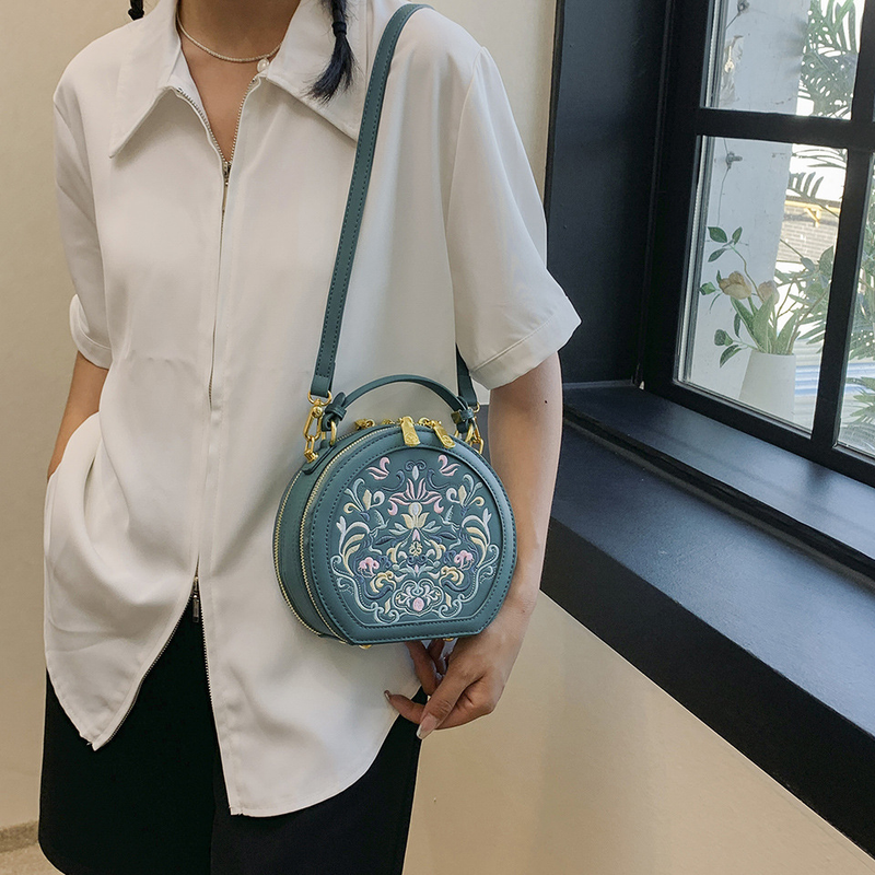 Nischen-Handtaschen mit hochwertiger Textur und Stickerei für Damen 2024, neuer Stil, trendiger literarischer chinesischer Stil, kleine runde Umhängetasche mit einer Schulter_voghion.com