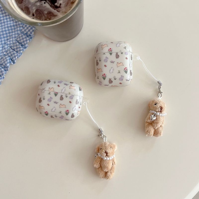 ins Wind Flower Rabbit Geeignet für AirPods Pro Kopfhörerabdeckung Drahtlose Bluetooth Apple Anti-Drop-Schutzabdeckung_voghion.com