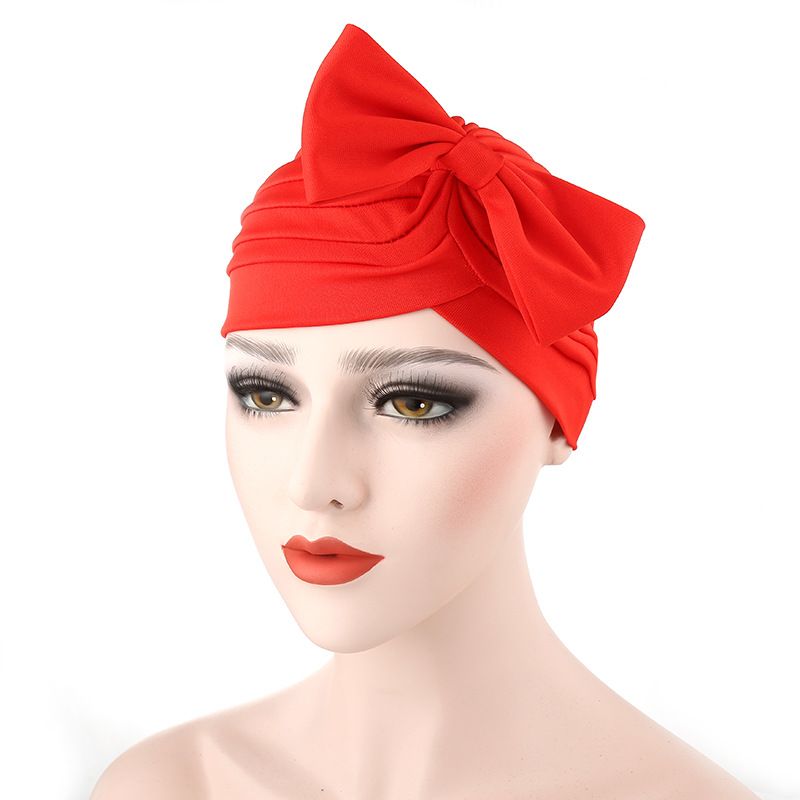 Neien geplitzten indeschen Hutt Neien Turbanhut mat Schleifen an enger Faarf Baotou Hutt op Lager_voghion.com