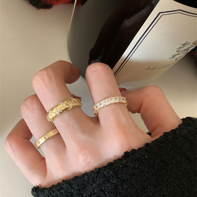 Korean Light Luxury Brushed Rhinestone Gentle Row Diamond Index Finger Elegant Niche High-end Sense Stacking Ring For_voghion.com