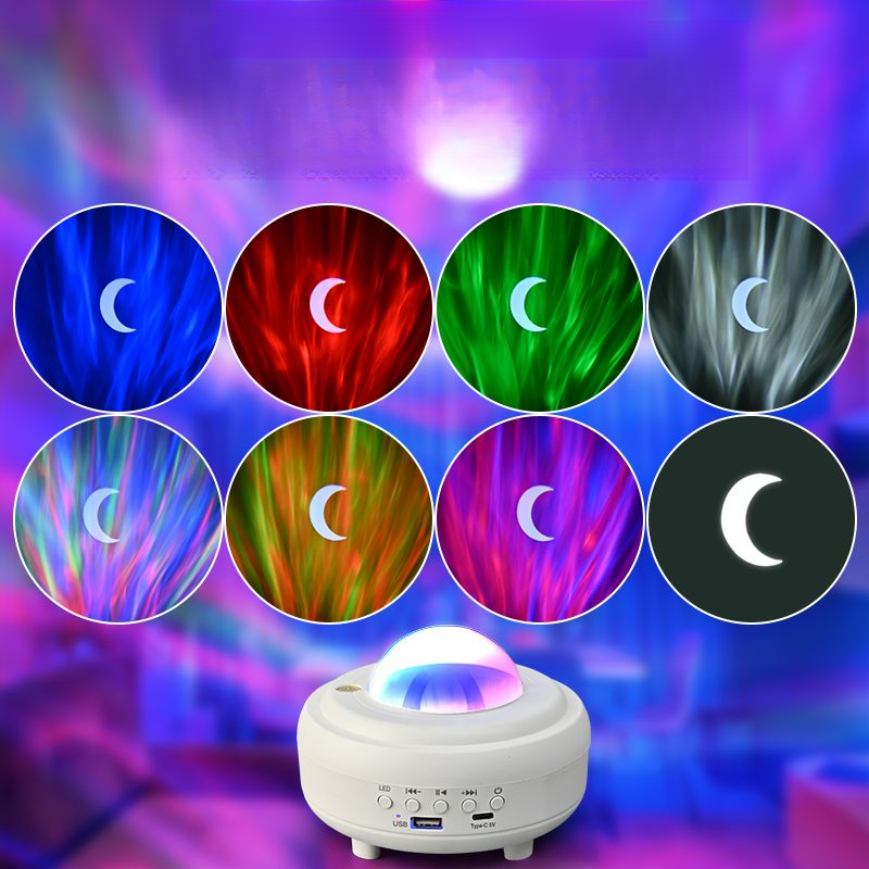 Proiettore di cielo stellato aurora boreale, controllo APP, luce notturna laser, streaming live, altoparlante Bluetooth, lampada con atmosfera lunare_voghion.com