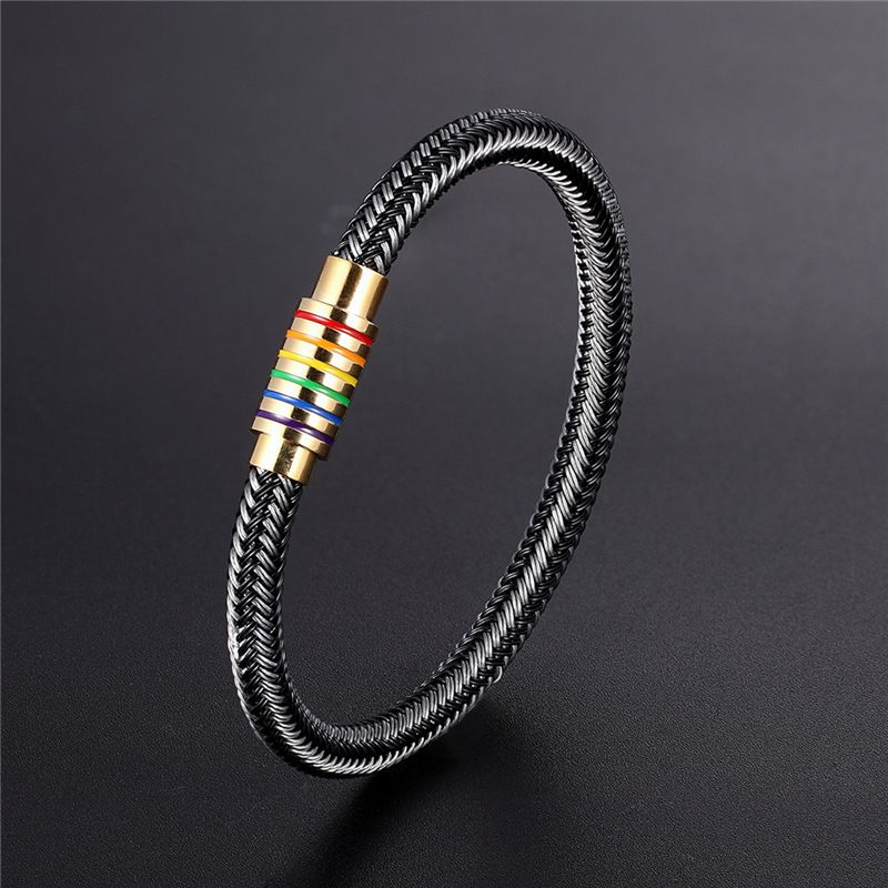 Filo di acciaio inossidabile intrecciato a mano di vendita calda con cinturino con fibbia magnetica_voghion.com
