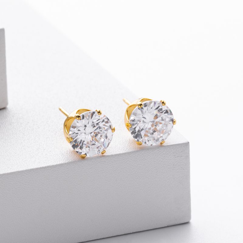 Orecchini a bottone da donna in argento sterling con zirconi cubici, forma geometrica minimalista a forma di osso, argento 925 placcato in oro bianco e oro giallo_voghion.com