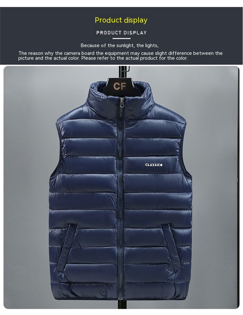 Gilet da uomo in piumino di cotone grande autunno inverno versione coreana trendy con colletto in piedi cappotto, gilet e_voghion.com