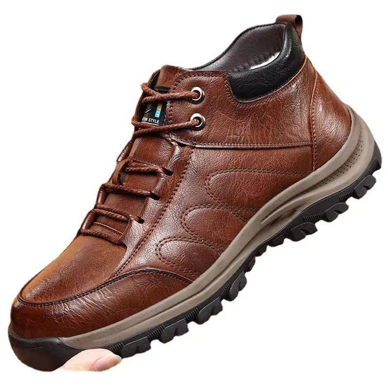 Chaussures pour hommes Glide New 2023 doublées polaire, chaudes, pour le sport en plein air, décontractées, en cuir, simples, pour les voyages et la randonnée hivernale._voghion.com