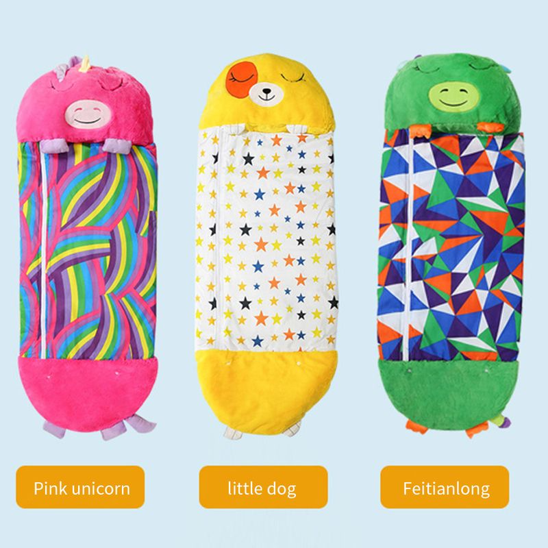 Saco de dormir de dibujos animados para niños, regalo de cumpleaños, saco de dormir para niños, almohada de peluche, sacos de dormir suaves y cálidos para bebés y niñas_voghion.com