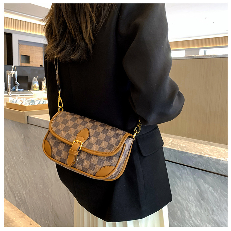 2023 Classic Plaid Stick Bag Versatile Stick Bag Single Shoulder Bag Cross Shoulder Women's Small Square Bag_voghion.com