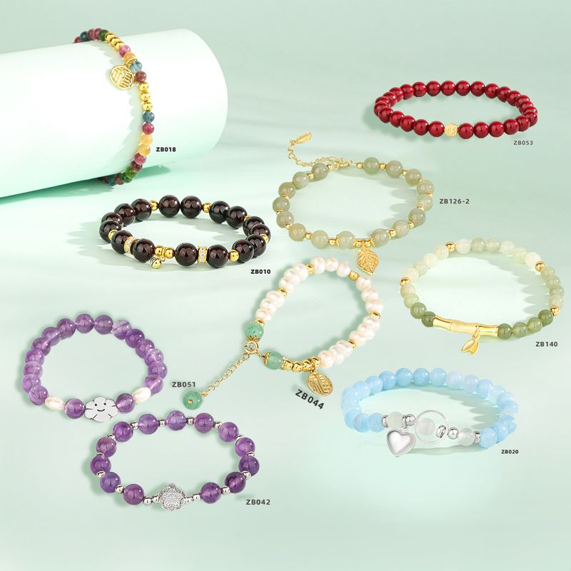 S Pure Small Colorful Stone Natural Yellow Crystal Bracelet For Women New Moonstone Tourmaline Beaded Silver Jewelry_voghion.com