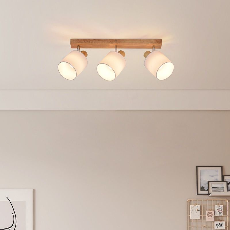 Glitzerlife Deckenleuchte 3 Flammig Deckenlampe Holz - Deckenstrahler Modern Wandstrahler Schwenkbar 350° E14 MAX.25W Für Wohnzimmer Schlafzimmer Küche Flur_voghion.com