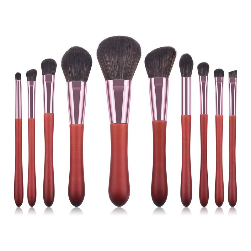 10-delige make-upborstelset, kalebas rode staart, mahoniehouten penseelpunt, blushborstel, schoonheidshulpmiddelen GUJHUI_voghion.com