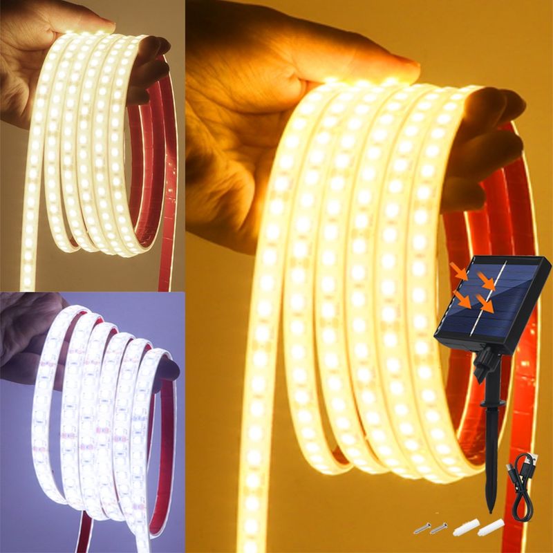 Solar LED Strip Light 2835 SMD Light Sensor IP68 Waterproof Garden Rope Lamp UK_voghion.com