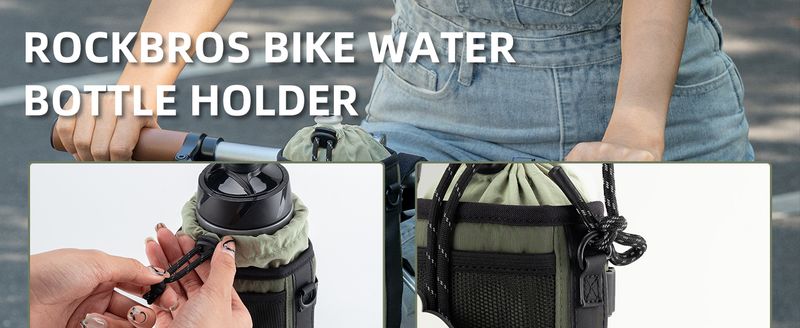 ROCKBROS Fahrrad-Flaschentasche für den Lenker mit Nylon-Kordelzug, Wasserflaschentasche_voghion.com