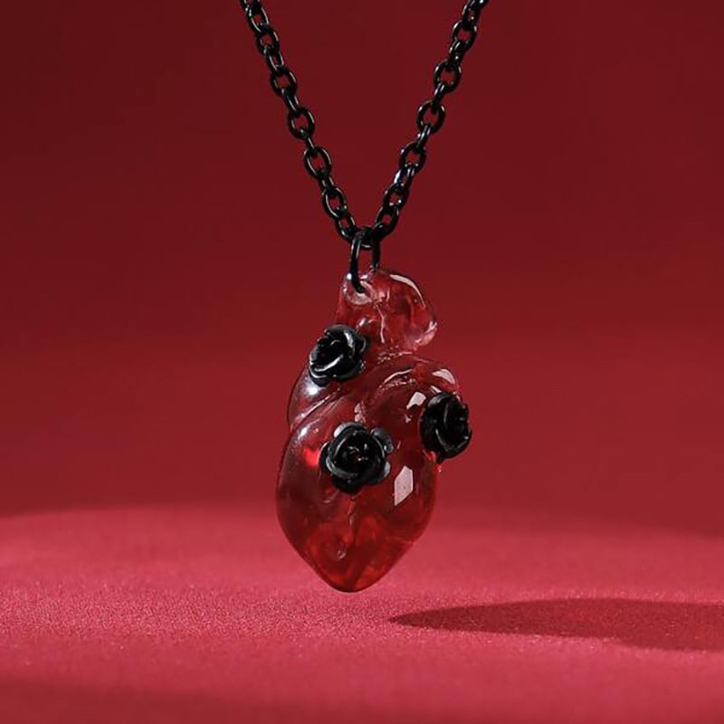 Nuevo collar de órgano de corazón de resina a la moda, colgante exagerado creativo femenino de Halloween_voghion.com