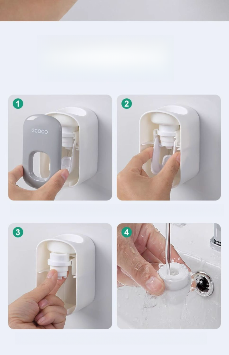 Wall-Mounted No-Drill Lazy Artifact Toothpaste Squeezer Automatic Toothbrush Dispenser_voghion.com