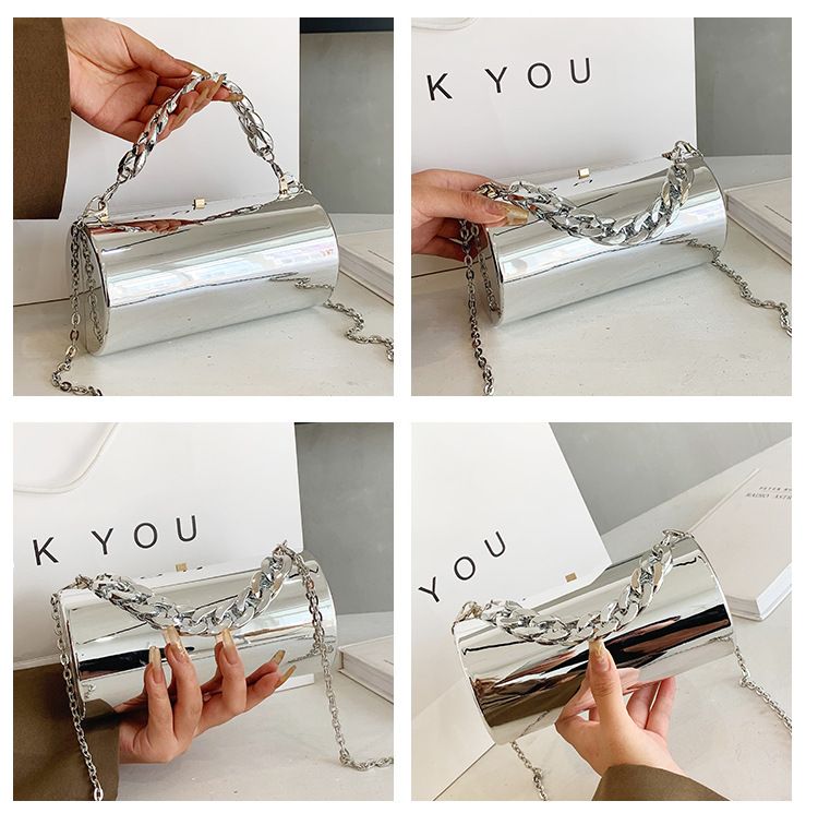 Fashionable acrylic mirror cydrical new chain mouth red candy color, temperament, dinner bag, crossbody box bag_voghion.com