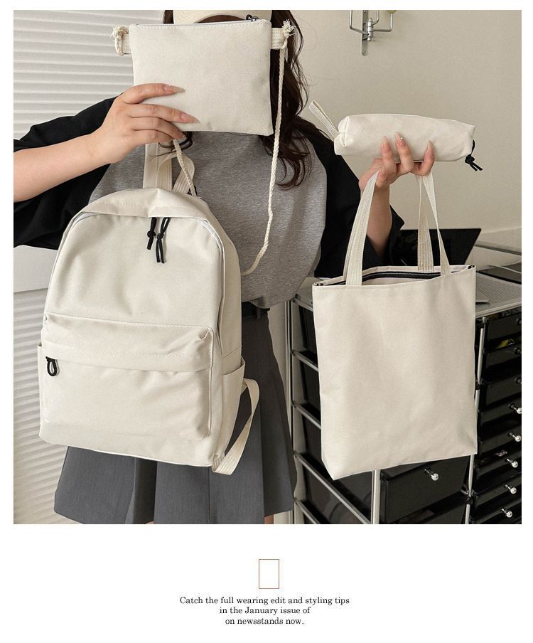 Water Repellent 19 Inch Solid Color School School Backpack_voghion.com