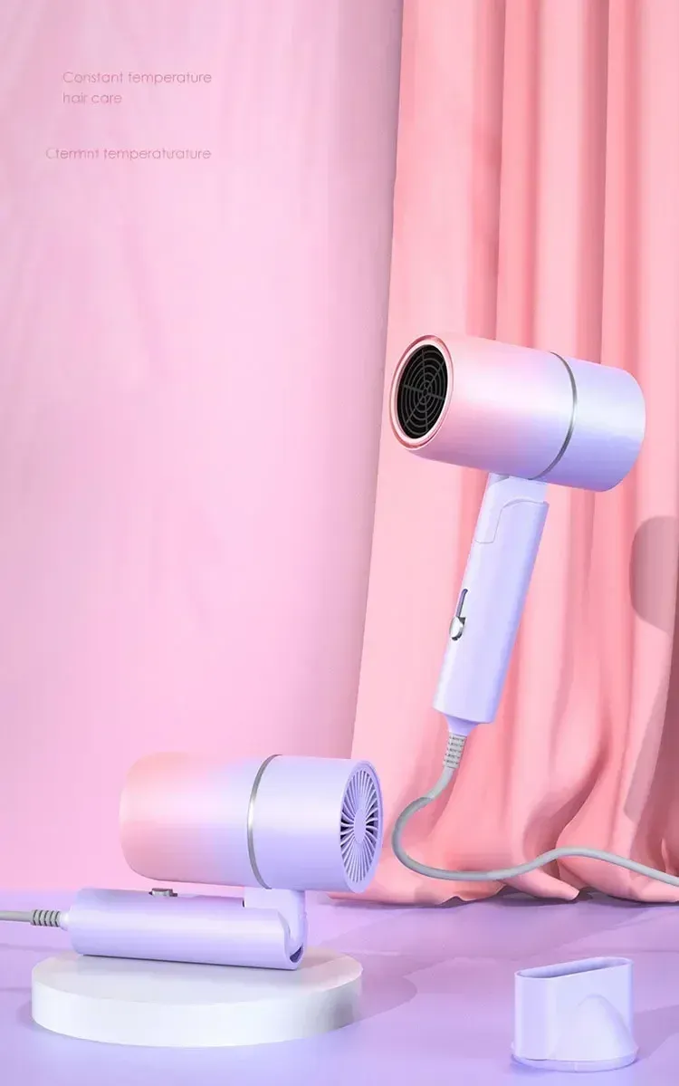 Mini asciugacapelli pieghevole da 800 W, asciugacapelli per la cura dei capelli da viaggio, per la casa, il dormitorio, asciugacapelli da 110 V-240 V_voghion.com
