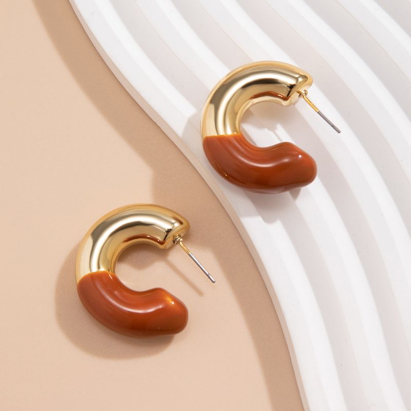 Orecchini da donna in oro, orecchini a cerchio Melard con un senso del design, orecchini a clip in stile francese per donna, stile semplice in metallo, orecchini unici_voghion.com