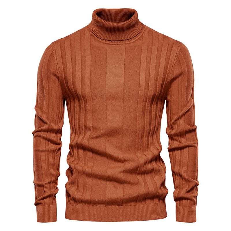 Suéter de punto informal de cuello alto para hombre, sudadera con capucha versátil y moderna de color sólido, base cálida, otoño e invierno, nuevo_voghion.com