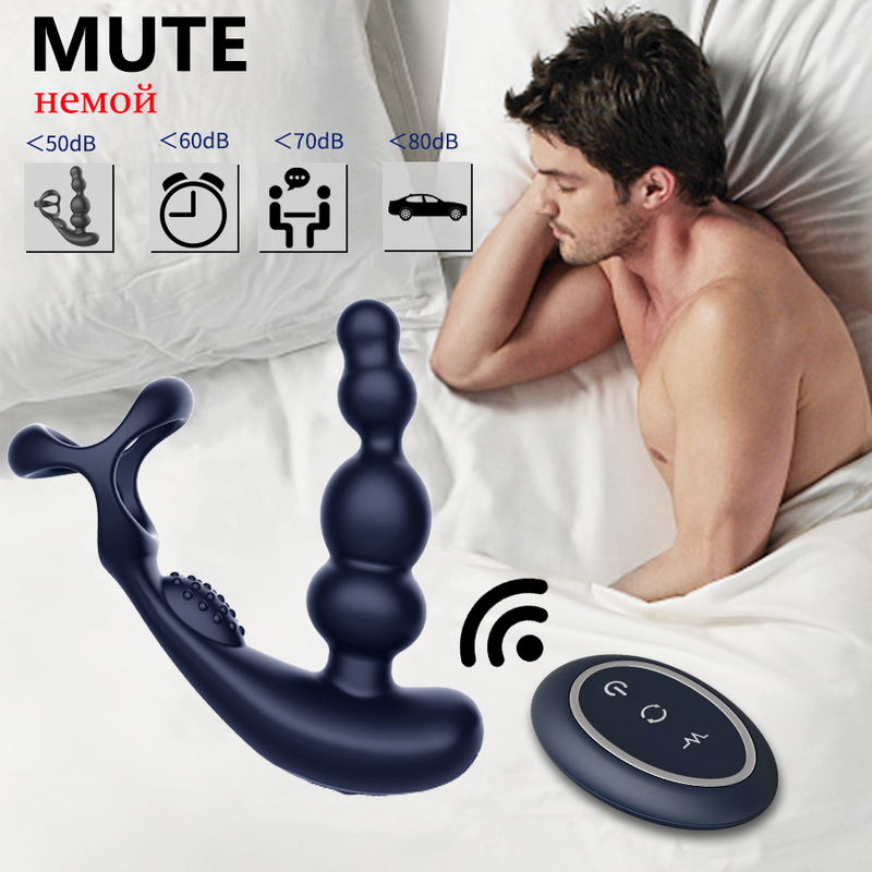 Vibratore in silicone anale e rotazione di 360° Massaggiatore prostatico Controllo wireless Ritardo Anello di bloccaggio dell'eiaculazione anale_voghion.com