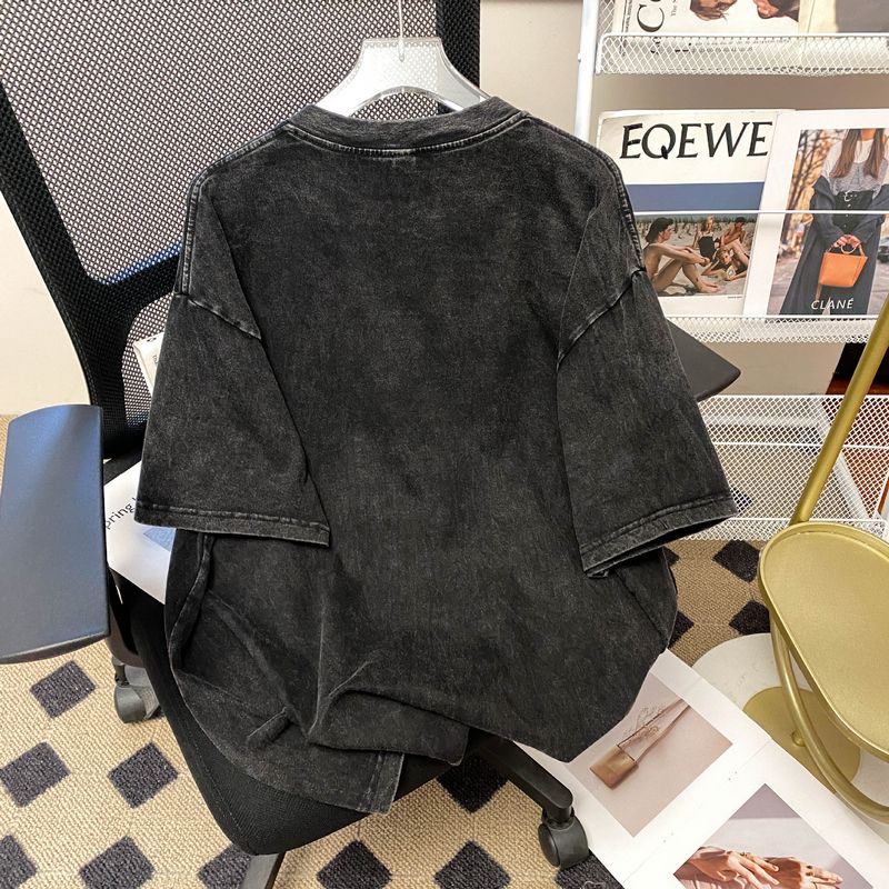 Damenbekleidung Fünfzackiger Stern Heißer Diamant Reine Baumwolle Kurzarm T-Shirt Weibliches Sommer Neues Loses Top_voghion.com