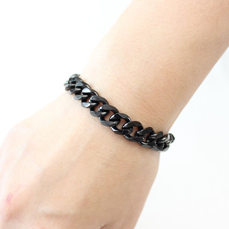 Bracciale in acciaio inossidabile con catena cubana piatta e spessa, semplice e alla moda, NK306/4DC_voghion.com
