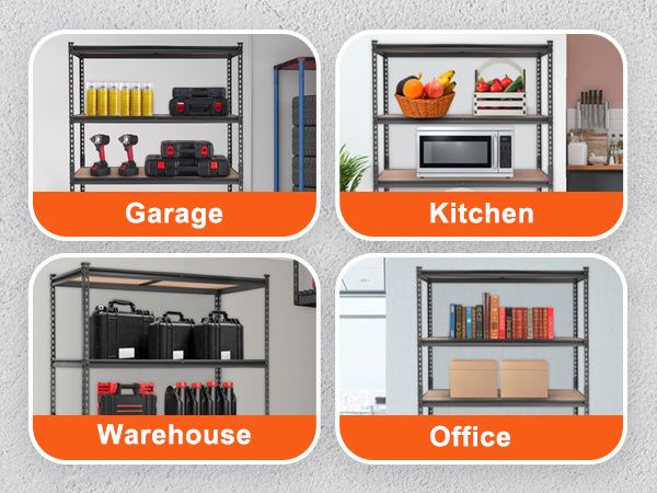 VEVOR Storage Shelving Unit, 5-Tier Adjustable, 2000 lbs Capacity, Heavy Duty Garage Shelves Metal Organizer Utility Rack, Black, 48" L x 24" W x 72" _voghion.com