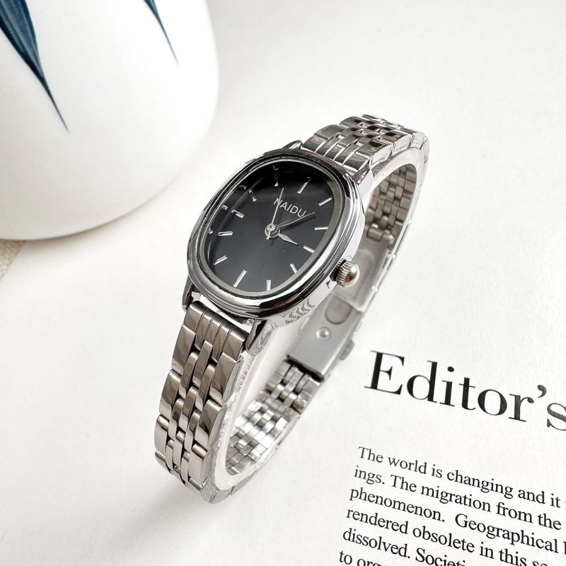 Cadran oval, cataramă și cataramă pliabilă, ceas de damă cu aspect casual de lux, ceas artistic, celebritate de internet, același preț_voghion.com