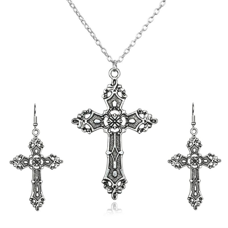 Unisex snygga vintage korsörhängen_voghion.com