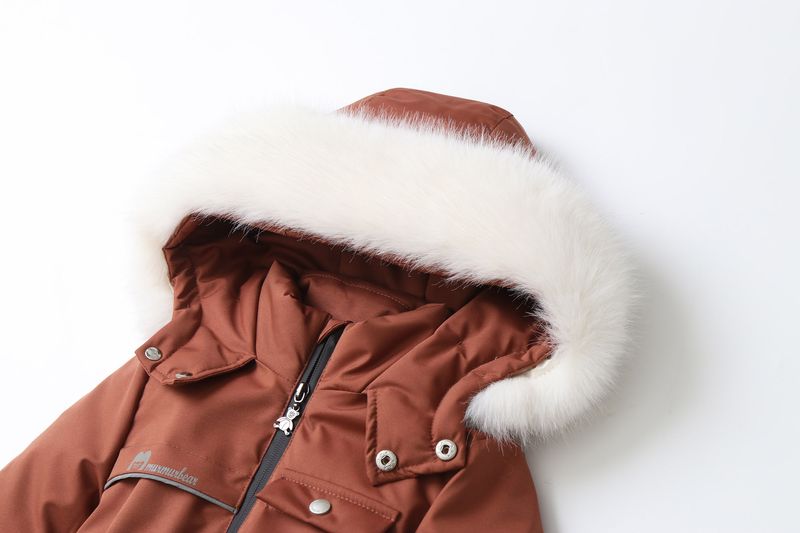 Traje de nieve infantil con forro polar – Pelele de invierno ultracálido con capucha (90-120 cm) – Mono de esquí unisex con cremallera completa para niños pequeños_voghion.com