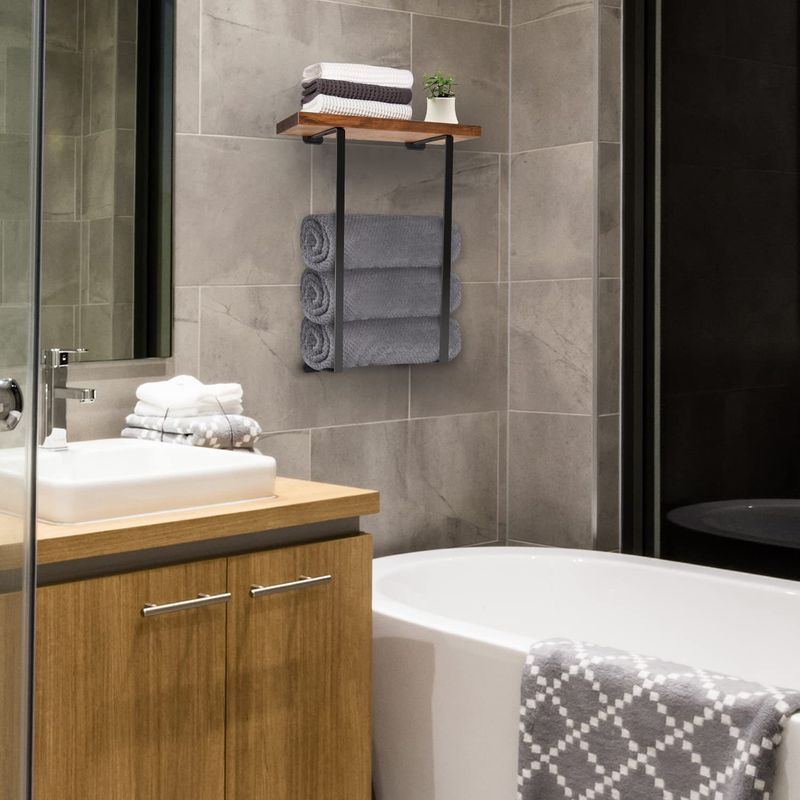 Porte-serviettes mural en métal pour salle de bain_voghion.com