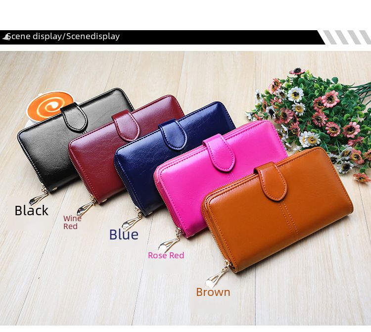 Explosive Damen Geldbörse 2024 Neuer Reißverschluss Ölwachs Leder Geldbörse Schnalle Handytasche Ölleder Neue PU Clutch_voghion.com