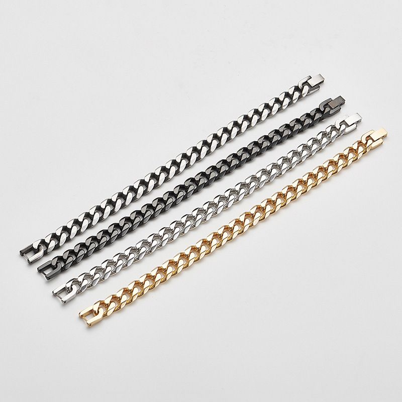 Bracciale da uomo in acciaio al titanio, gioielli alla moda, accessori alla moda, catena cubana a sei lati_voghion.com
