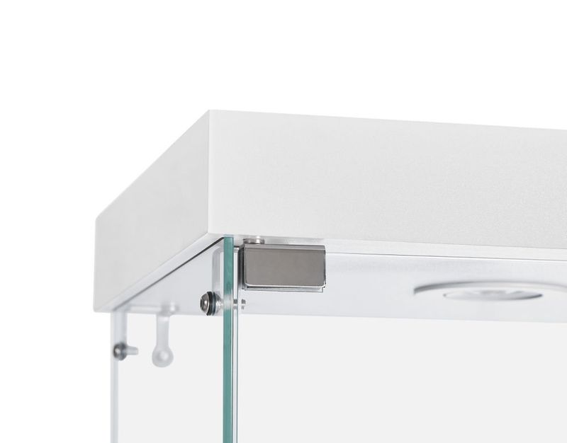 4-Tier Glass Display Cabinet, Double Door Glass Cabinet, Four Partitions, Two Locks, Floor Standing Storage Cabinet for Living Room, Bedroom, Showroom_voghion.com