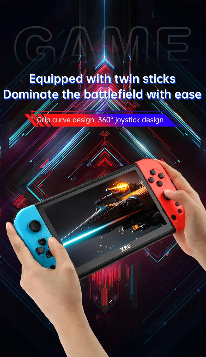 Coopreme X80 Portable Console 7-inch HD Large Screen Arcade PS1 Emulator Multi-function Nostalgia Classic PSP Handheld_voghion.com