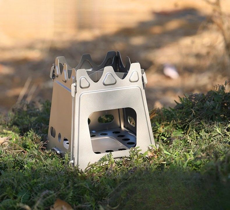 Estufa de leña plegable especial para acampar y hacer senderismo, ultraligera, para cocinar al aire libre, con agua hirviendo, resistente al viento y desmontable para picnic._voghion.com