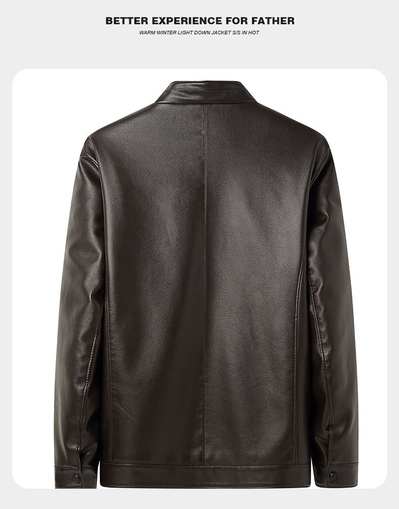 Giacca in pelle spessa foderata in pile per papà, cappotto invernale da uomo per uomini di mezza età e anziani, giacca in pelle con collo alto per il calore invernale del nonno_voghion.com